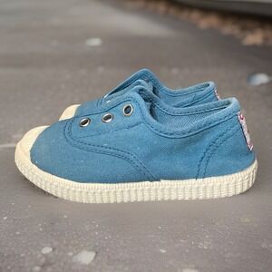 Cienta Toddler Slip On Canvas Sneaker Teal Blue 25 Shoes Kicks Casual Unisex